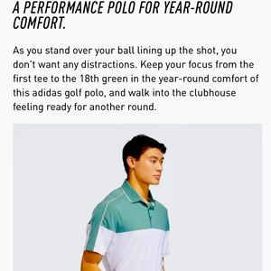 NWT Men’s Adidas Ultimate 365 Striped Polo Shirt